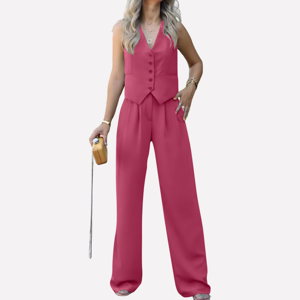 Sleeveless Top and Trousers Set for Women
