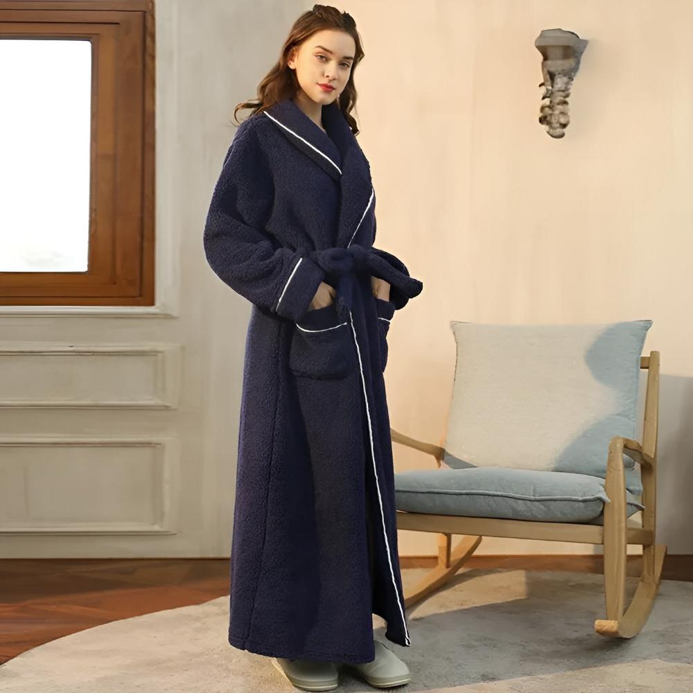 Unisex Coral Fleece Bathrobe with Shawl Collar