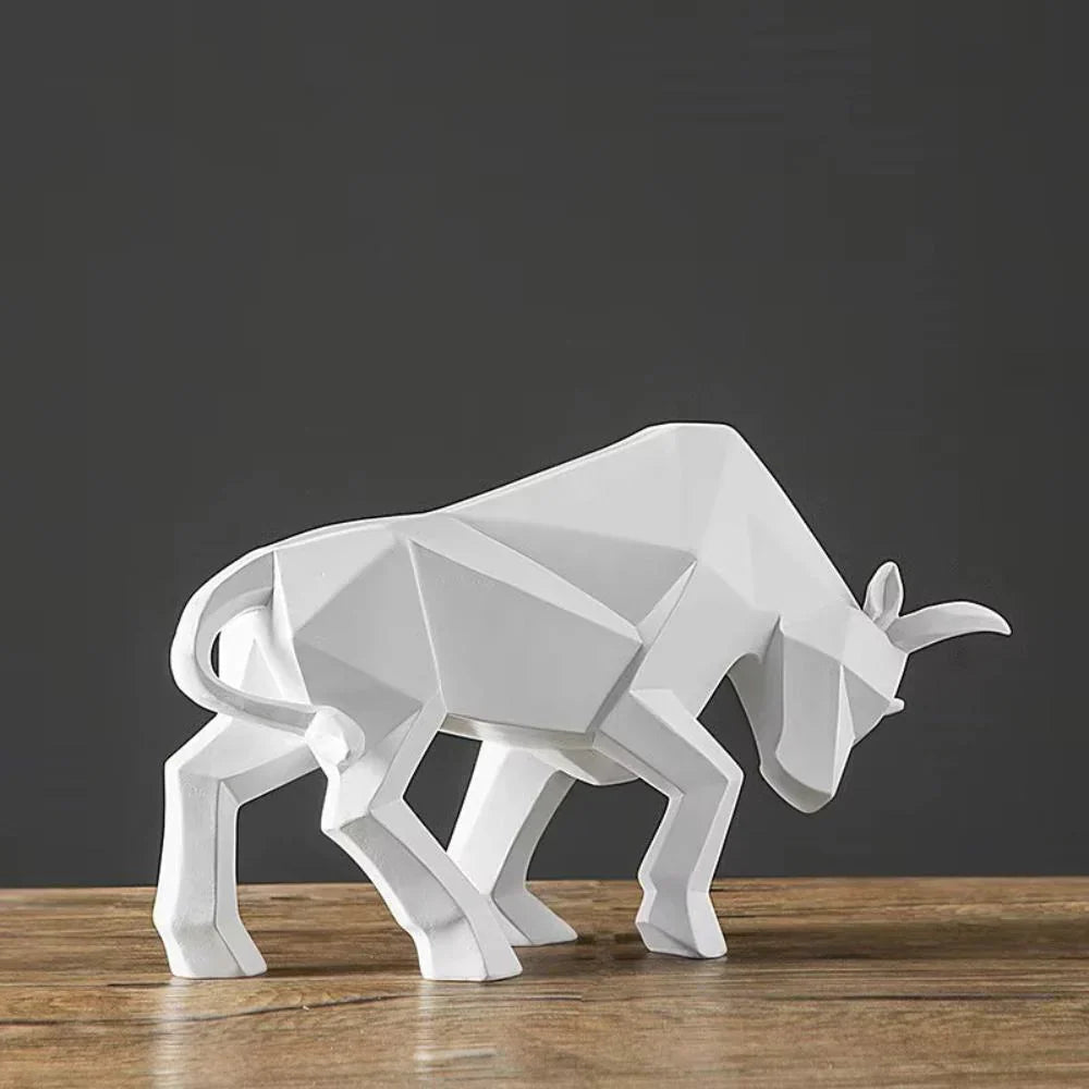 Escultura geométrica de touro, decoração moderna para sala de estar, escritório e interiores