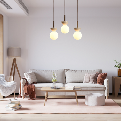 Round Travertine LED Pendant Lamp – Modern Elegance
