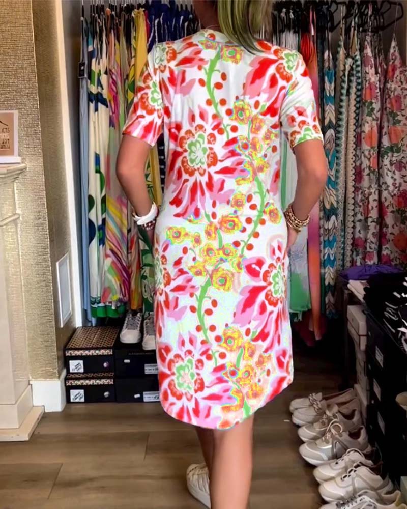 Dress with short sleeves and floral print - Rosalie
