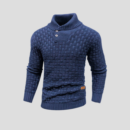 Men's Sweater with Half Collar and Buttons