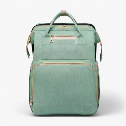 2-in-1 diaper bag with retractable crib