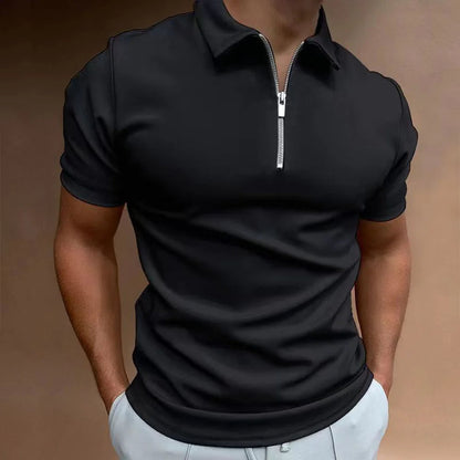 Polo elegante con cuello de cremallera para hombre