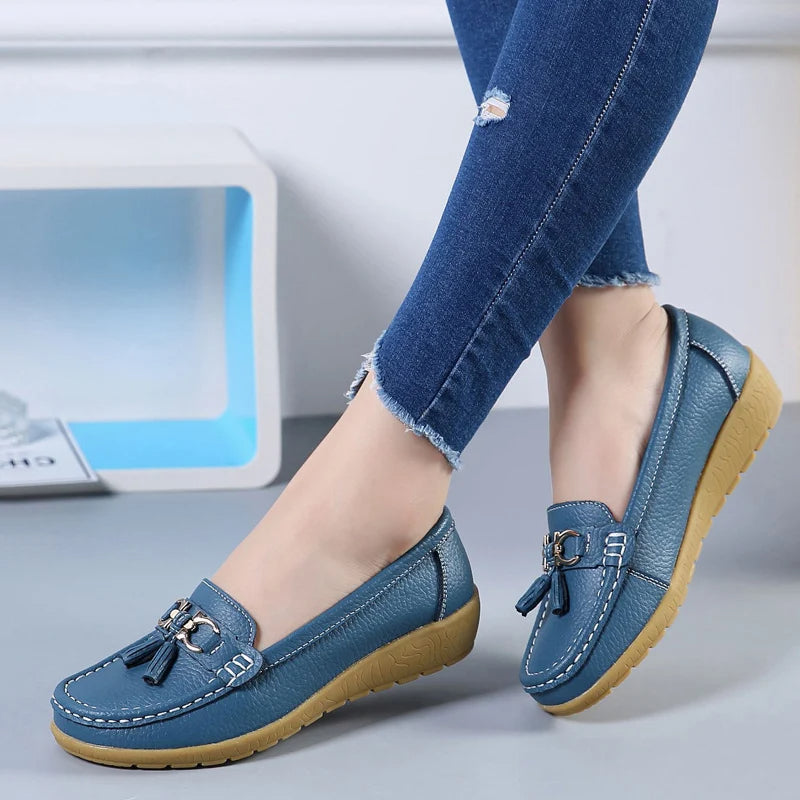 Leather Ballerina Flats with Cut-Out Design and Ultimate Comfort