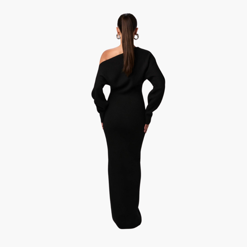 Off-Shoulder Knitted Dress for Women – Elegant Evening Dress