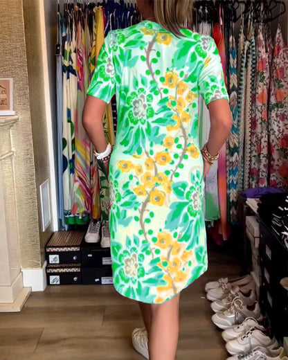 Dress with short sleeves and floral print - Rosalie
