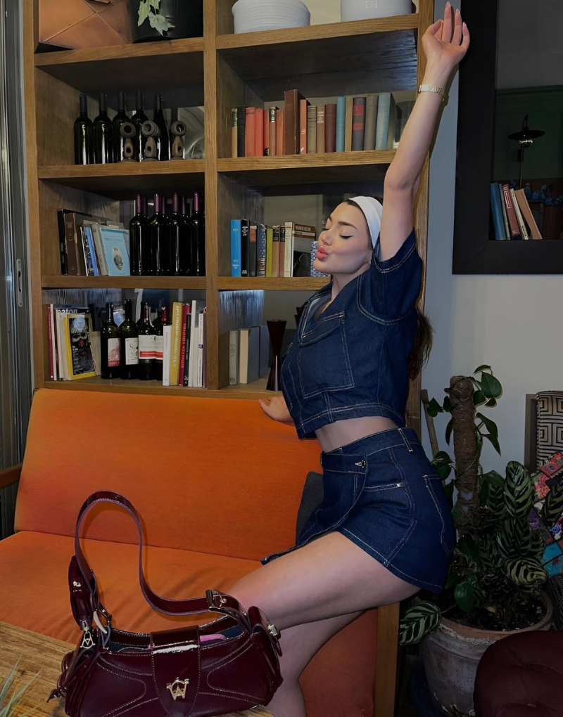 Conjunto vaquero de dos piezas con top y falda pantalón