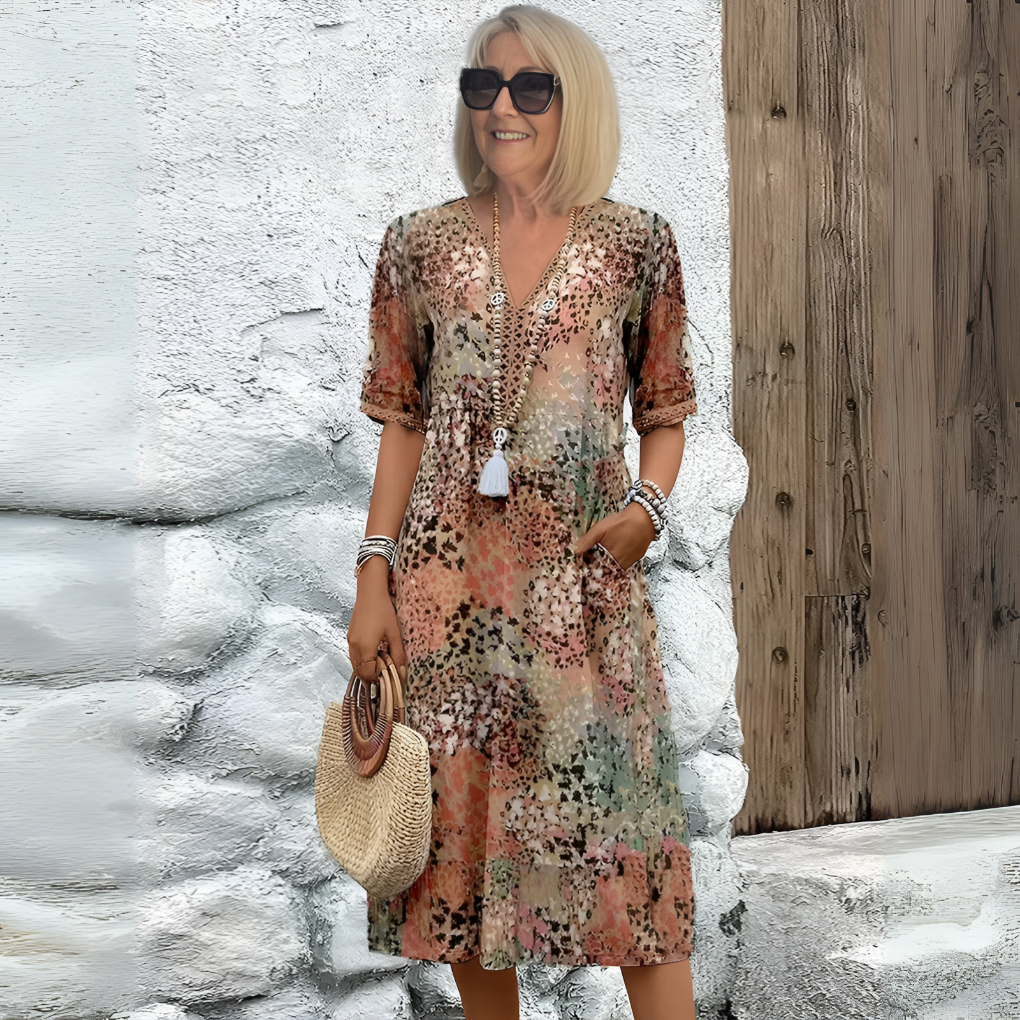 Soft V-neck Midi Dress for Women