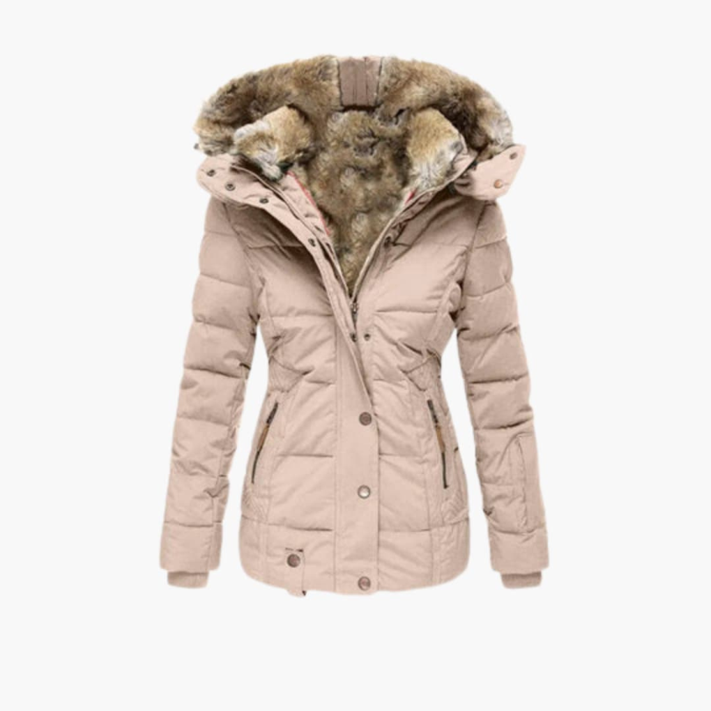Women's Jacket with Embossed Surface and Fastenings