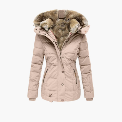 Women's Jacket with Embossed Surface and Fastenings