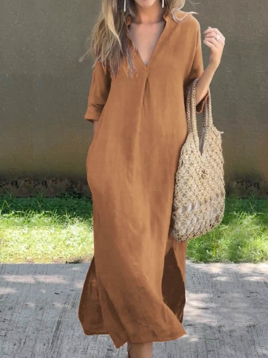 Vestido largo de mujer con elegancia atemporal