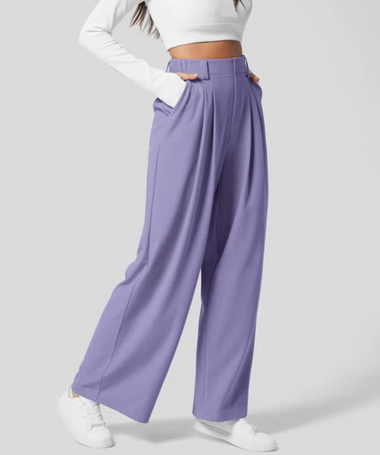 High-Waisted Trousers for Women with Elastic Waist and Wide Legs