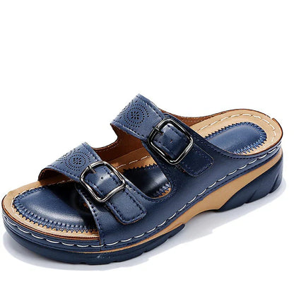Orthopaedic Sandals with Platform Sole and Double Buckle for Women