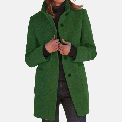 Vintage Tweed Ladies' Coat with Elegant Turtleneck Collar