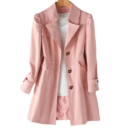 Tailored Ladies Trench Coat with Buttons and Classic Collar
