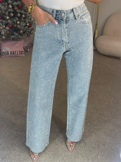 Ladies' Glitter Jeans with High Waist