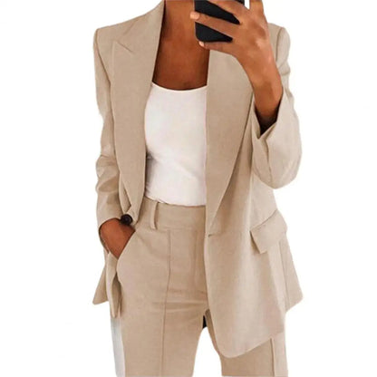 Classic Blazer with Long Sleeves and Single Button Closure