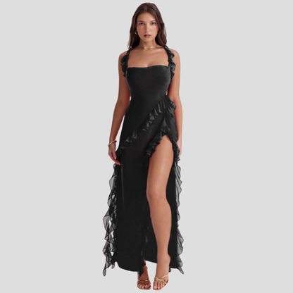 Melantha Dress with Ruffles and Adjustable Straps