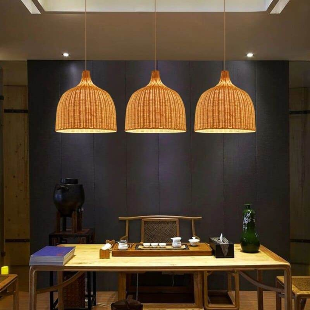 Abajur de teto em rattan entrançado – Elegância intemporal