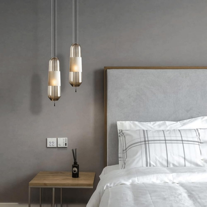 Scandinavian Pendant Light with Galvanised Glass