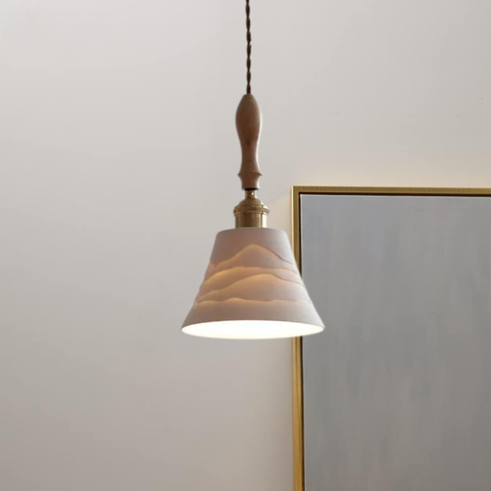 Lustră suspendată elegantă din ceramică, cu design ondulat