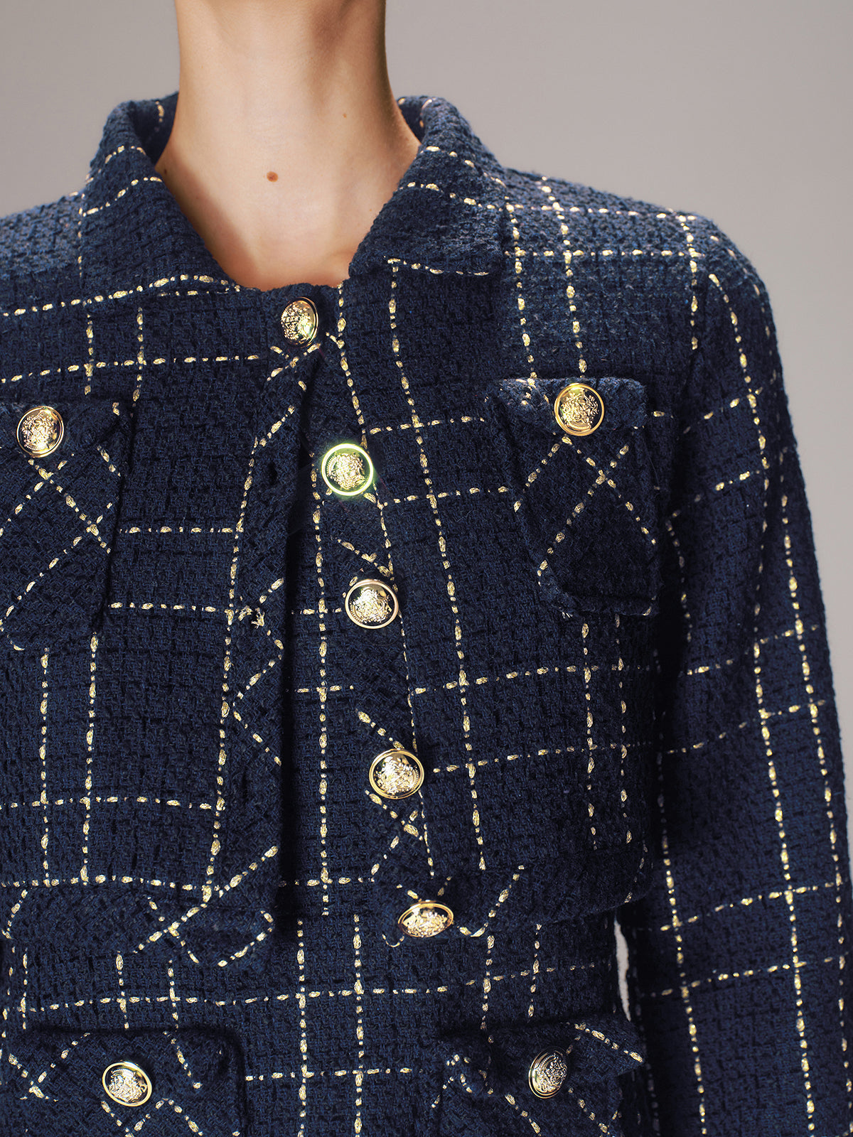 Chic Women's Tweed Set with Short Blazer and Mini Dress