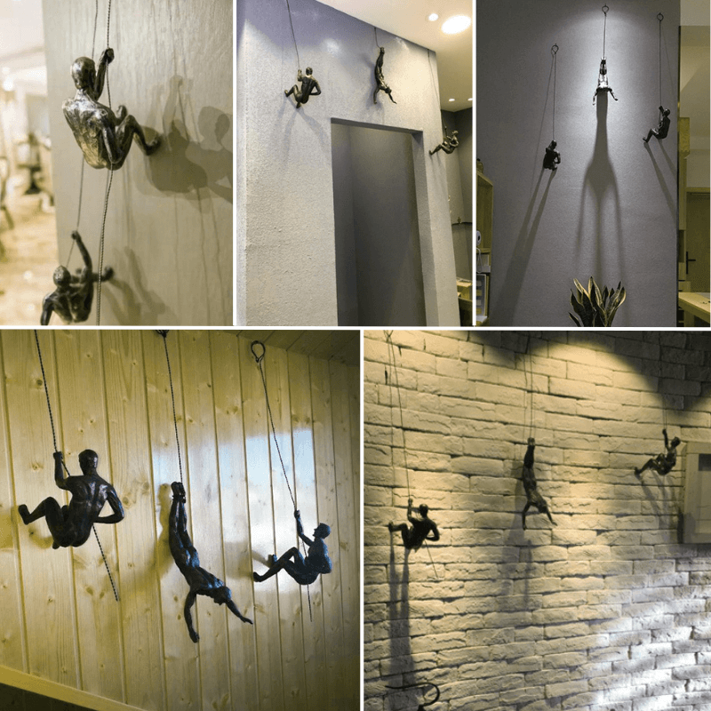 Conjunto de esculturas decorativas de pared con figuras trepadoras para una decoración moderna