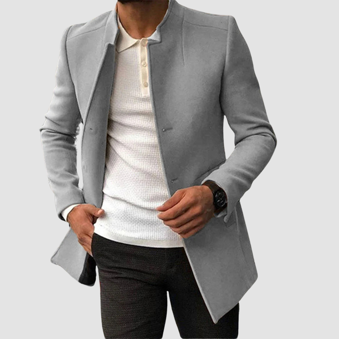 Classic Long Men's Coat for Winter and Autumn