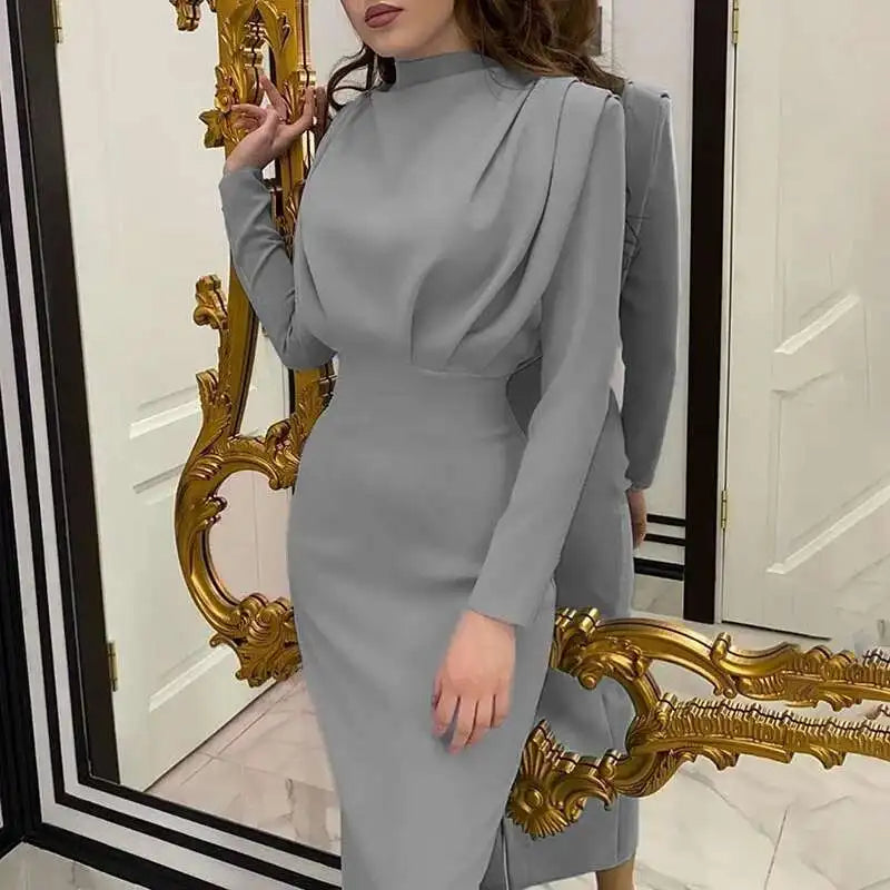 Solena – Elegant Bodycon Dress with Turtleneck for Autumn and Winter