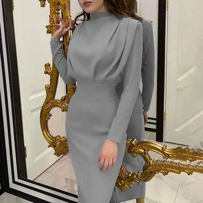 Solena – Elegant Bodycon Dress with Turtleneck for Autumn and Winter