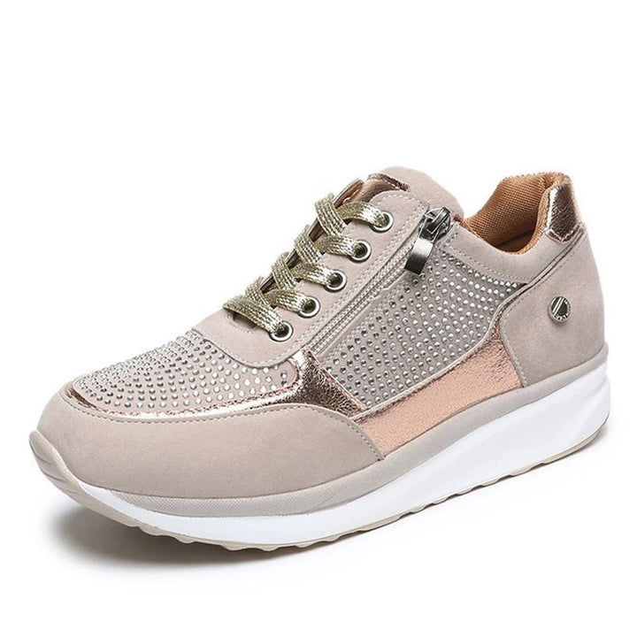 Crystal Women's Sneakers with Zip and Platform Sole