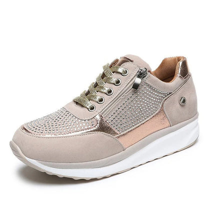 Crystal Women's Sneakers with Zip and Platform Sole