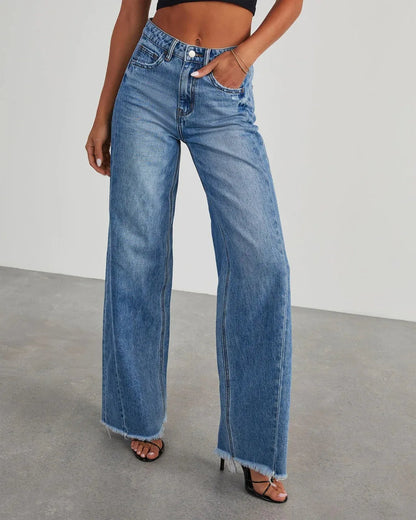 Niva – Loose Fit Jeans with Frayed Hem
