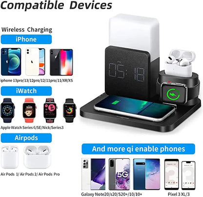 Multi-Functional Wireless Charging Station – Includes Lamp and Alarm Clock
