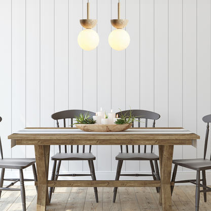 Round Travertine LED Pendant Lamp – Modern Elegance