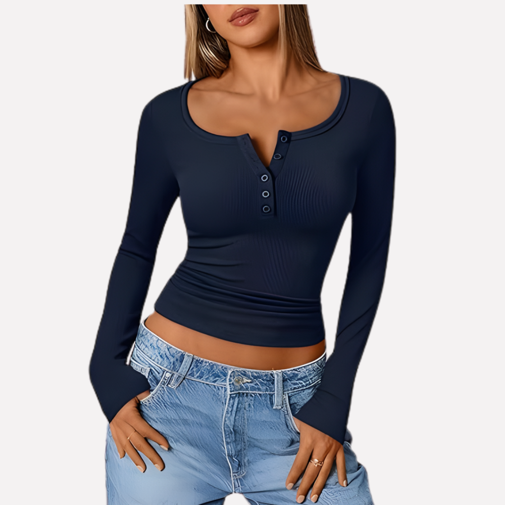 Maglia Henley da donna a maniche lunghe