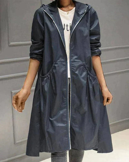 Waterproof Ladies' Midi Rain Jacket with Hood