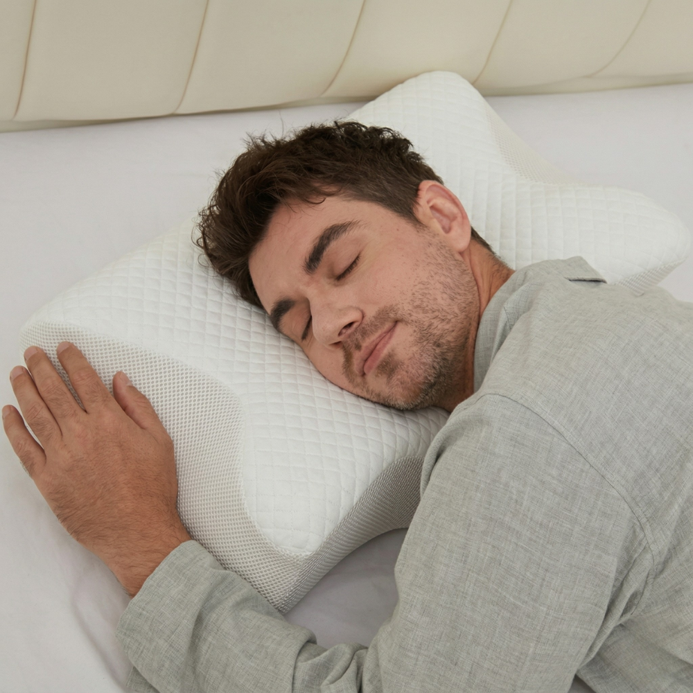 Cuscino ergonomico in memory foam per dormire senza russare | Antirussamento