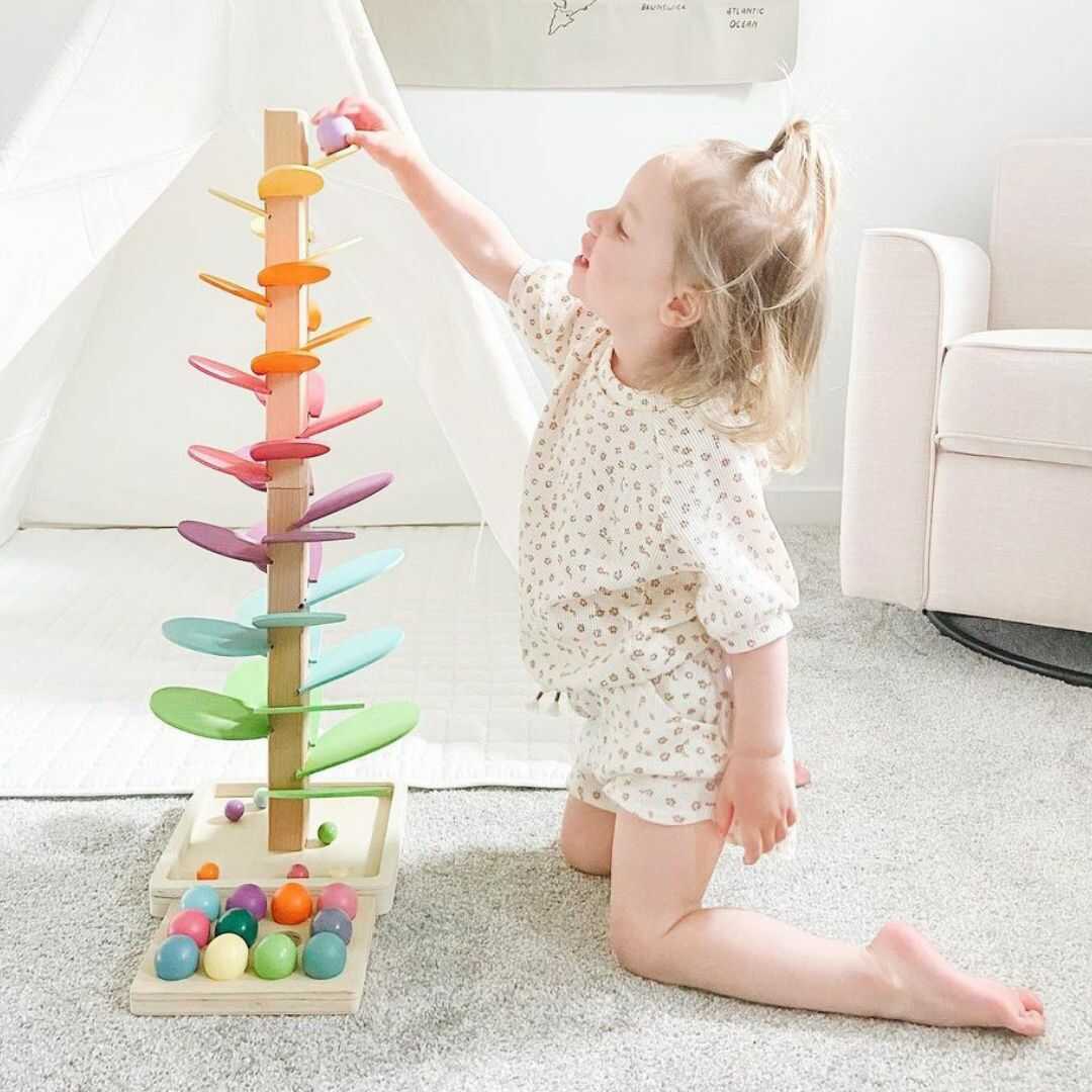 Rainbow Marble Tree Toy - Montessori Ball Drop Game