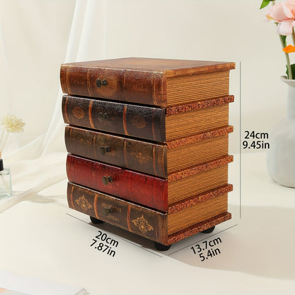 Classic Book-Shaped Storage Box with Five Drawers – Timeless Organisation for Home and Office