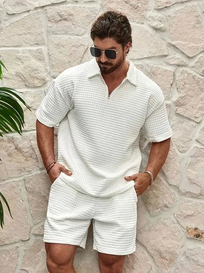 Ensemble avec col en V et texture