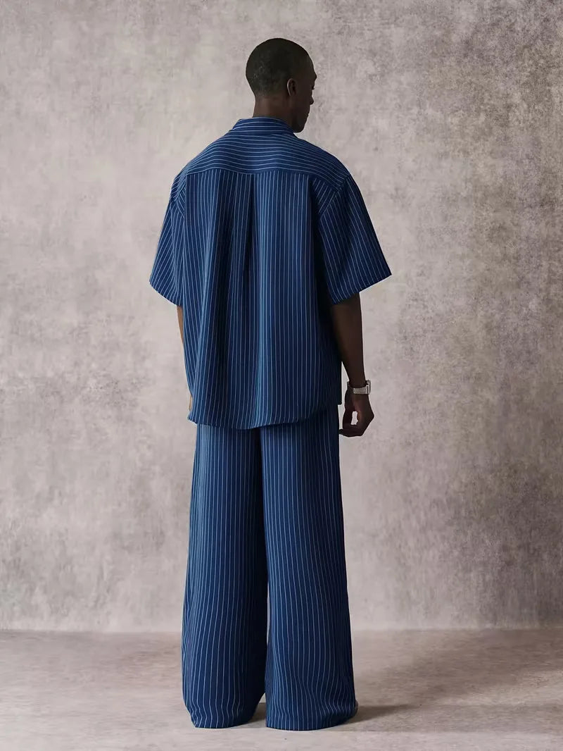 Chemise à manches courtes à rayures verticales