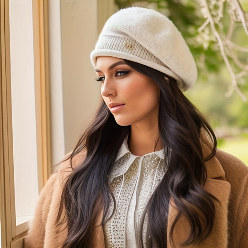 Elegantní pletený baret pro ženy - Elegance a teplo v zimě