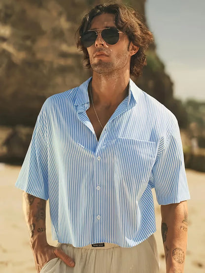 Chemise à manches courtes avec col en V