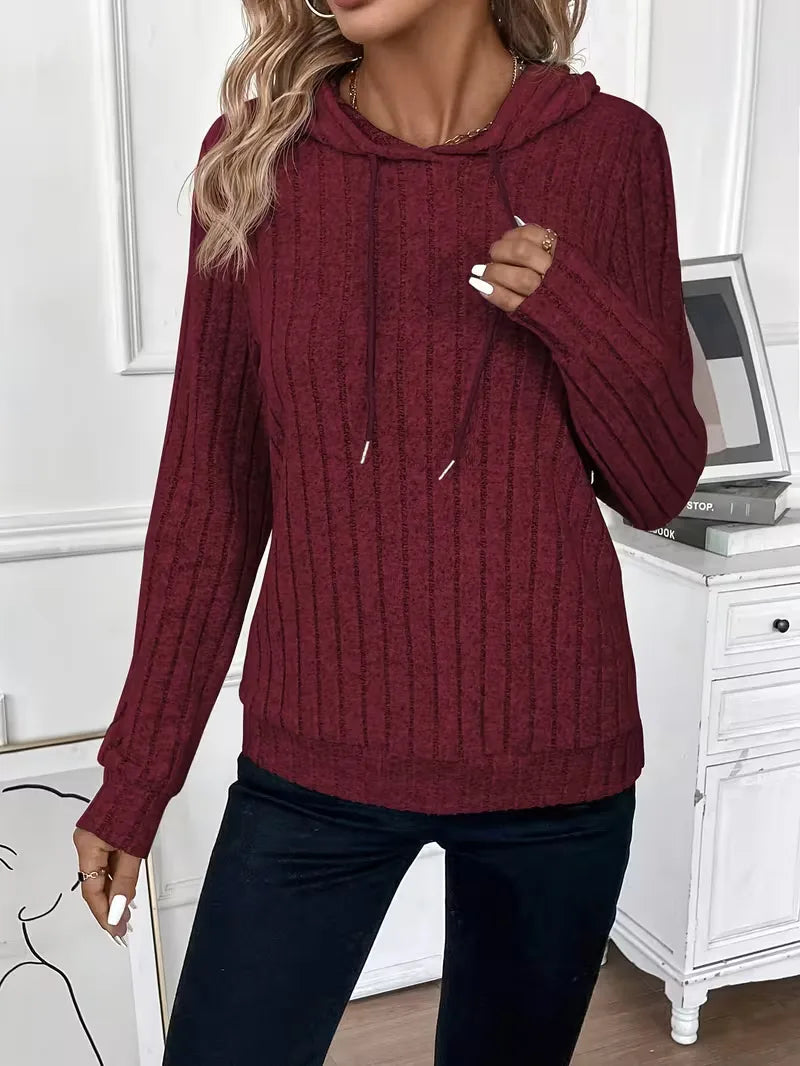 Hoodie with Ribbed Texture