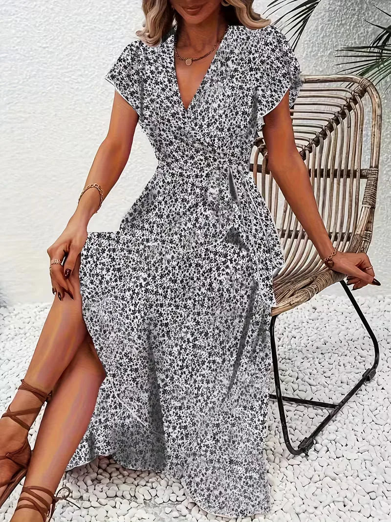 Robe portefeuille à fleurs