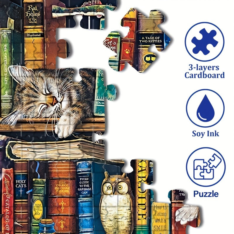 Puzzle mit Katze auf einem Bücherregal – Für Puzzlefans und Katzenliebhaber