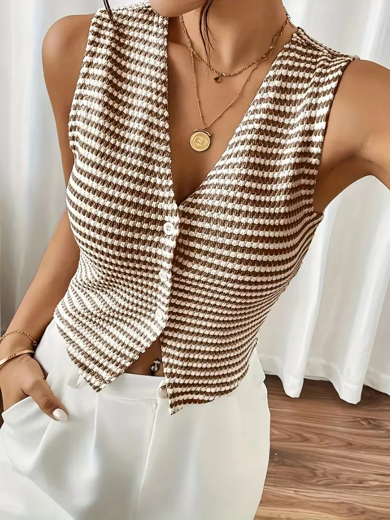 Gilet avec col en V et boutons