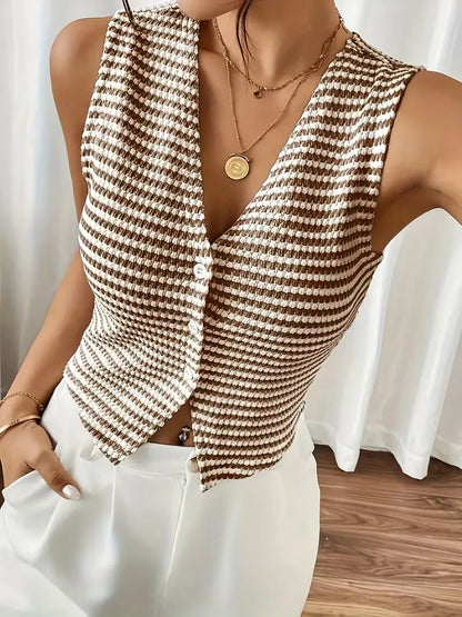 Gilet avec col en V et boutons